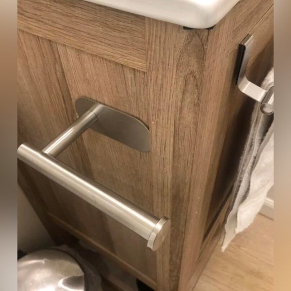 NIB Stainless Steel Toilet Paper Holder / No Punch /Easy 3M Stick Decor Bathroom - Picture 6 of 15